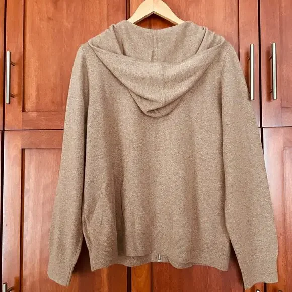 Quince 100% Mongolian Cashmere Sweater Full Zip Hoodie Teak Size XL NEW - Picture 7 of 10